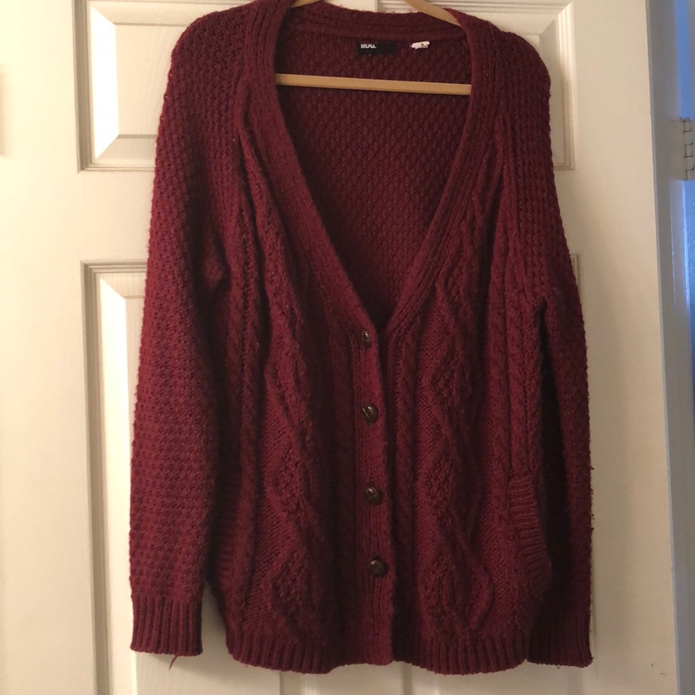 BDG Maroon Grandpa Sweater